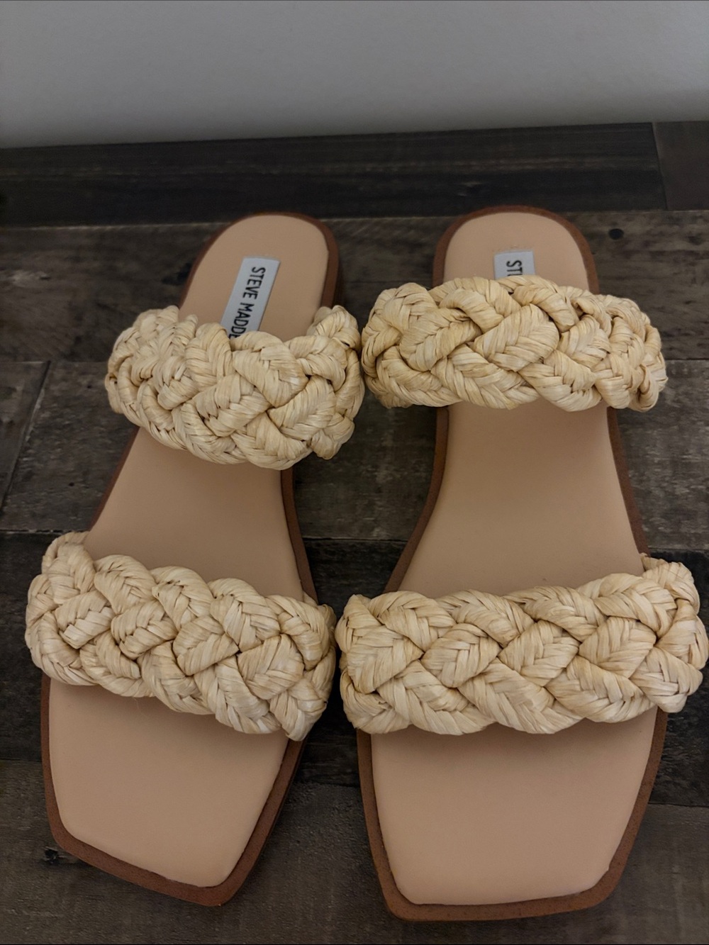 Steve Madden Braided Double-Strap Slide Sandal in Natural